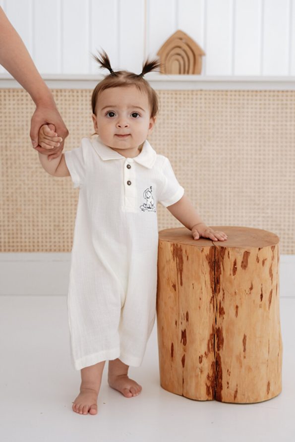Lilabio 100% Organic Cotton Muslin Short Leg Romper for Babies