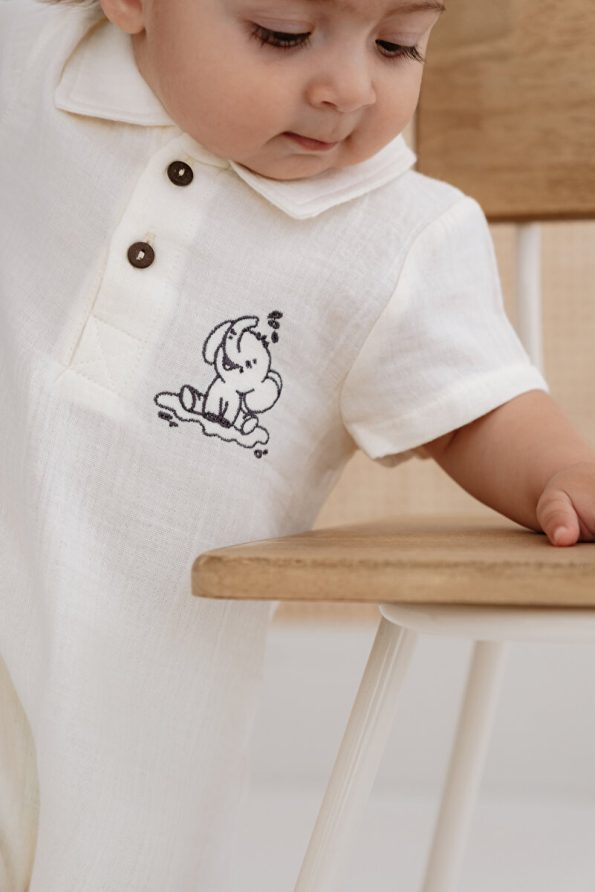 Lilabio 100% Organic Cotton Muslin Short Leg Romper for Babies