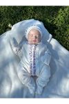 Mama Miel Baby Mini Floral Fabric Cream Newborn Romper and Ruffled Hat