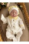 Mama Miel Baby Hand-Embroidered Bee Newborn Romper and Hat Set