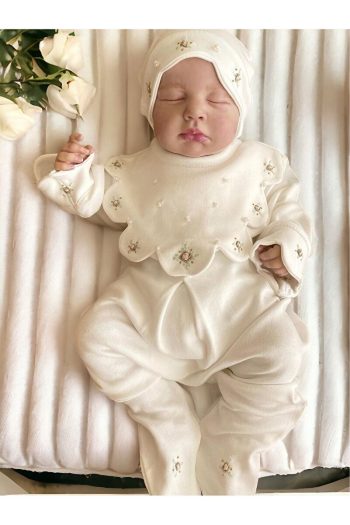 Mama Miel Baby Floral Collar Special Edition Romper and Embroidered Hat
