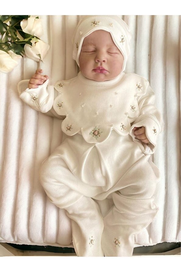 Mama Miel Baby Floral Collar Special Edition Romper and Embroidered Hat