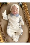 Mama Miel Baby Blue Button-Up Romper and Hat