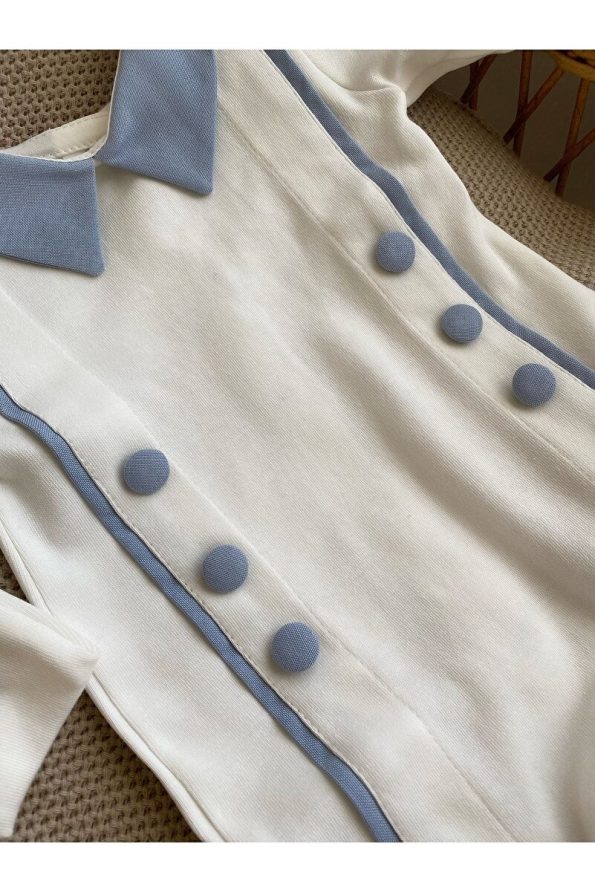 Mama Miel Baby Blue Button-Up Romper and Hat