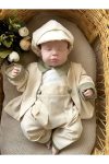 Mama Miel Baby Milk Coffee Jacketed Olive Green Button Detail Jumpsuit and Cap