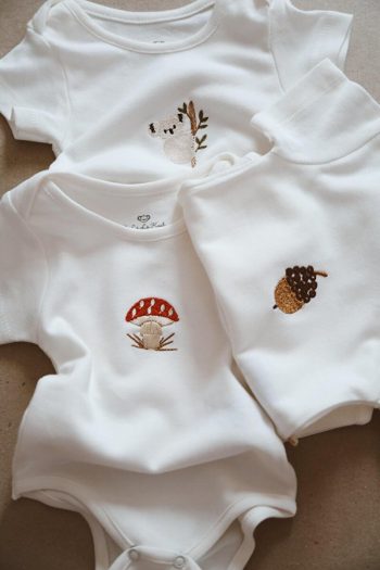 OhlalaKoala Set of 3 Embroidered Snap Bodysuits Model 1