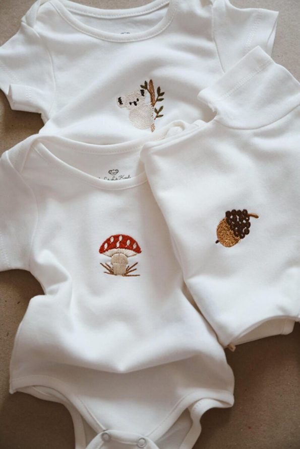 OhlalaKoala Set of 3 Embroidered Snap Bodysuits Model 1