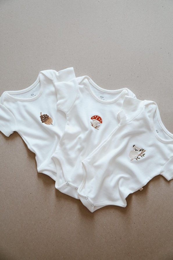 OhlalaKoala Set of 3 Embroidered Snap Bodysuits Model 1
