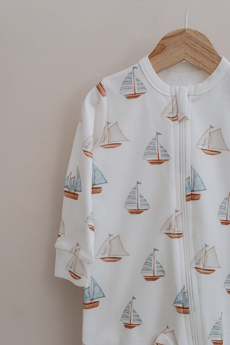 1_org_zoom-118.jpg Tuğba Swan Zippered Baby Jumpsuit - Pureline Series - Sail Boats