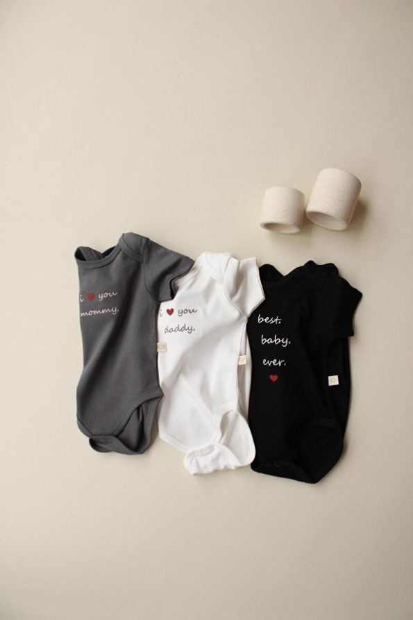 OhlalaKoala Set of 3 Embroidered Short Sleeve Snap Bodysuits