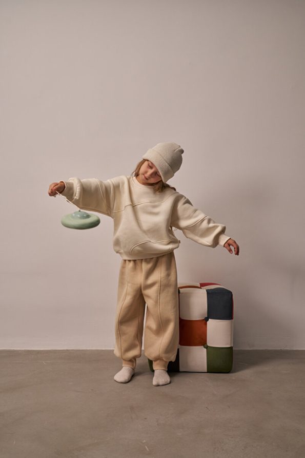 Oh La La Koala Beige Stitch Detail Tracksuit Set for Kids