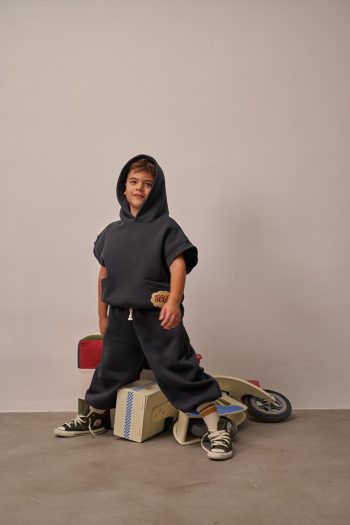 Oh La La Koala Pocket Hoodie Set for Kids in Dark Gray