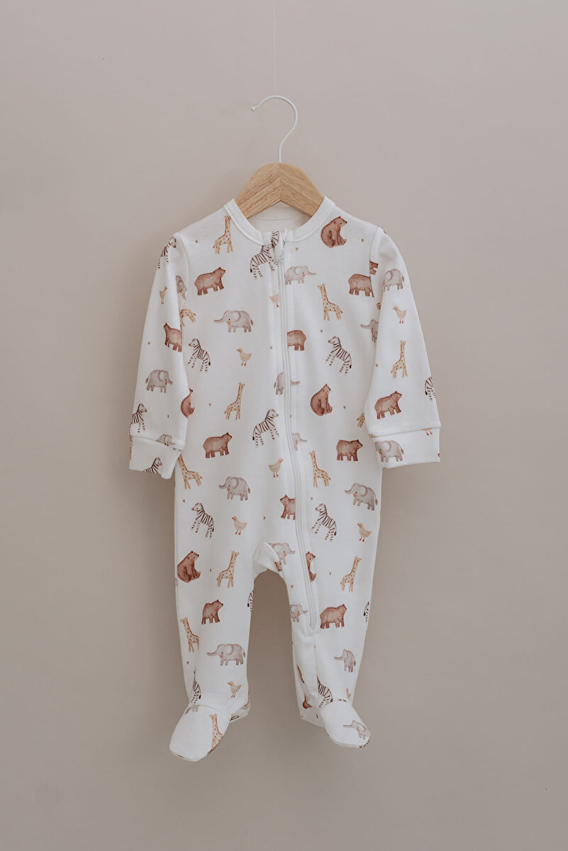 1_org_zoom-124.jpg Tuğba Swan Zippered Footed Baby Romper - Pureline Series - Cute Animals
