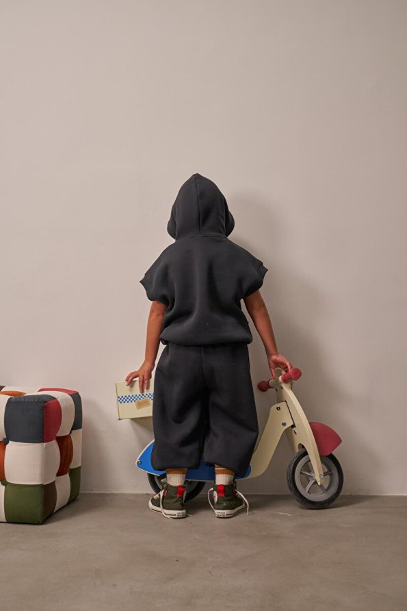 Oh La La Koala Pocket Hoodie Set for Kids in Dark Gray