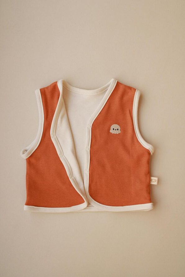 Oh La La Koala Double-Sided Vest with Octopus Embroidery for Little Ones