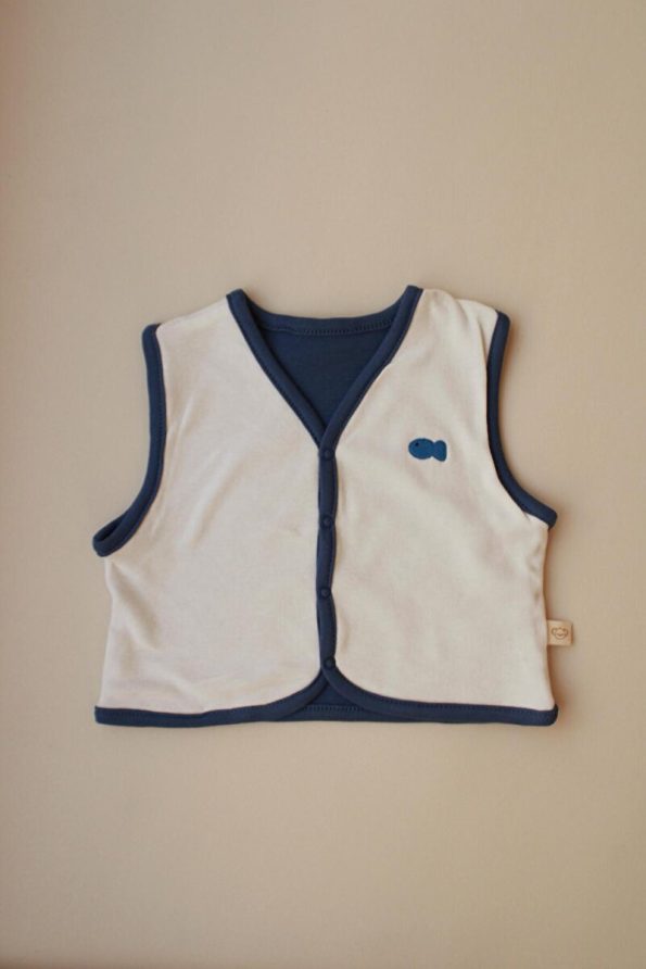 Oh La La Koala Double-Sided Vest with Fish Embroidery for Little Ones