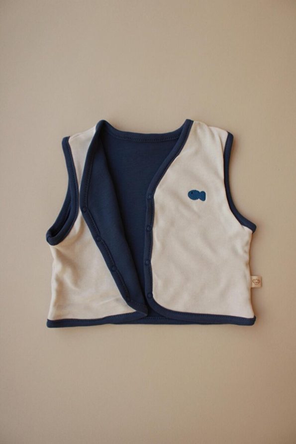 Oh La La Koala Double-Sided Vest with Fish Embroidery for Little Ones