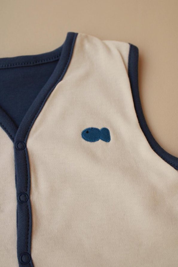 Oh La La Koala Double-Sided Vest with Fish Embroidery for Little Ones
