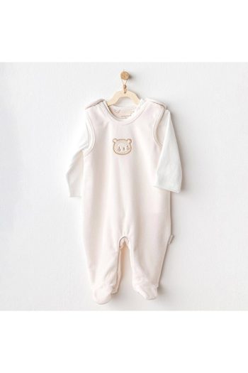 Andy Wawa Bear Time Velvet Baby Romper Set Cream