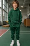 Trendyolmilla Kids Petrol Cotton Hooded Sweatshirt and Jogger Set