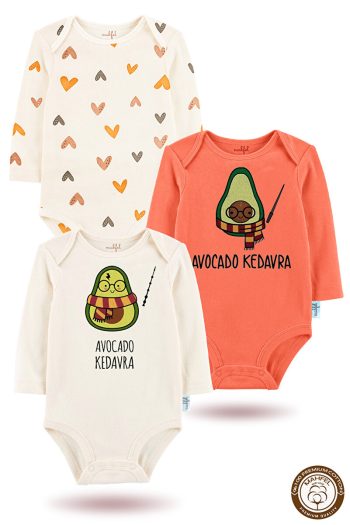 MAHFEL 3-Pack Premium Organic Short Sleeve Printed Baby Bodysuits