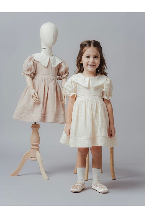Cherrys Baby Cotton Collared Trimmed Dress for Girls