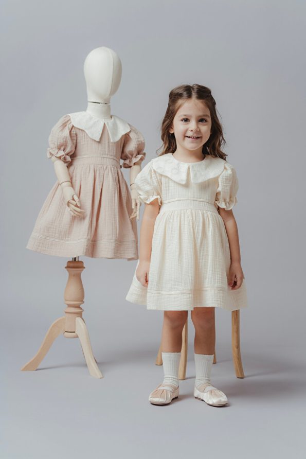 Cherrys Baby Cotton Collared Trimmed Dress for Girls