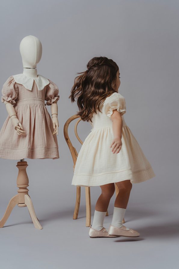 Cherrys Baby Cotton Collared Trimmed Dress for Girls