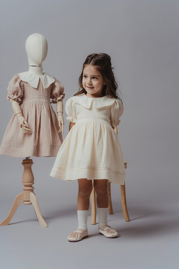 Cherrys Baby Cotton Collared Trimmed Dress for Girls