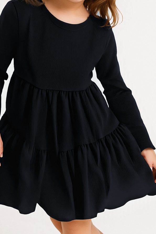Kyron 3-Piece Ruffled Fabric Dress for Girls - Black