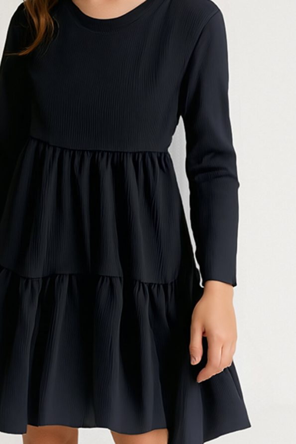 Kyron 3-Piece Ruffled Fabric Dress for Girls - Black