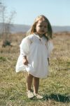 Lalia Dafne Girls' White Linen Dress