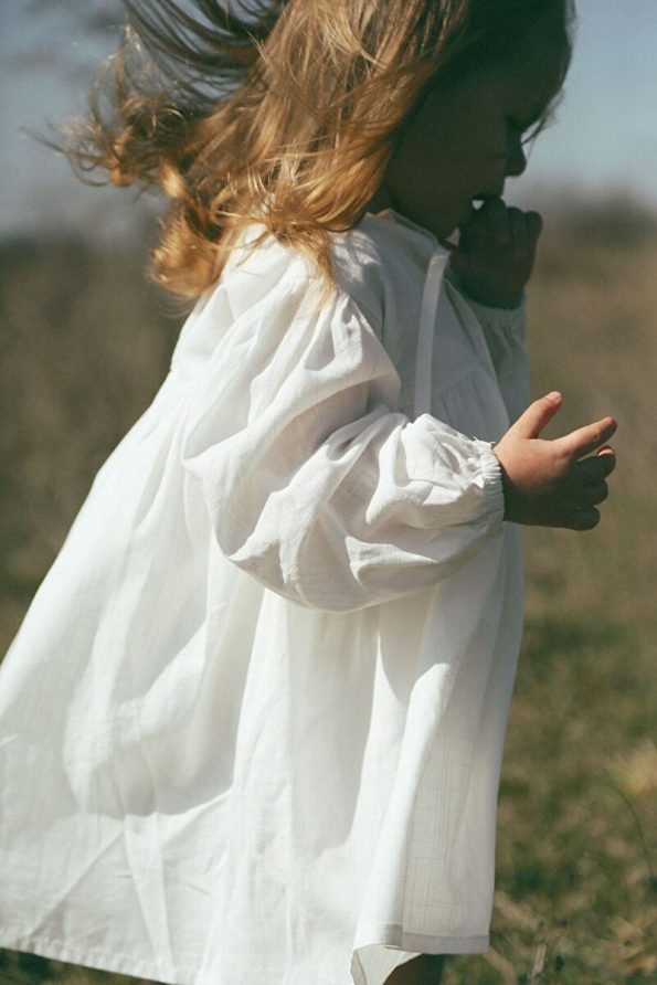 Lalia Dafne Girls' White Linen Dress