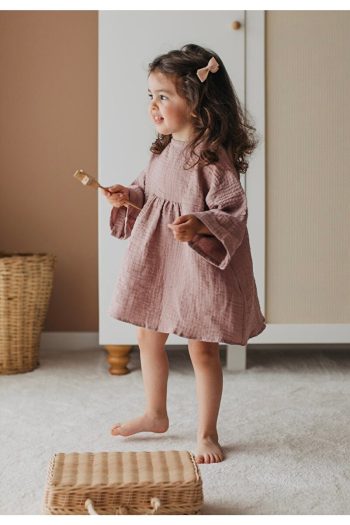 Lalia Girls' Dusty Rose Muslin Seasonal Dress