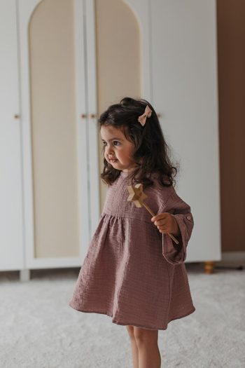 Lalia Girls' Dusty Rose Muslin Seasonal Dress