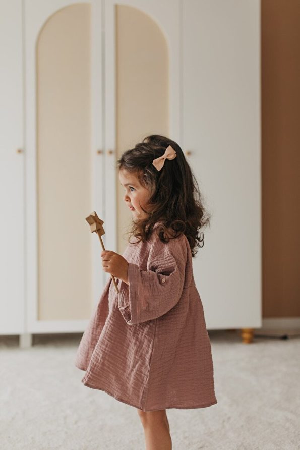 Lalia Girls' Dusty Rose Muslin Seasonal Dress