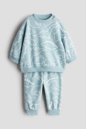 H&M 2-Piece Printed Fleece-Lined Sweatshirt Set