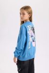 Girls' Relaxed Fit Crew Neck Sweatshirt with Back Print