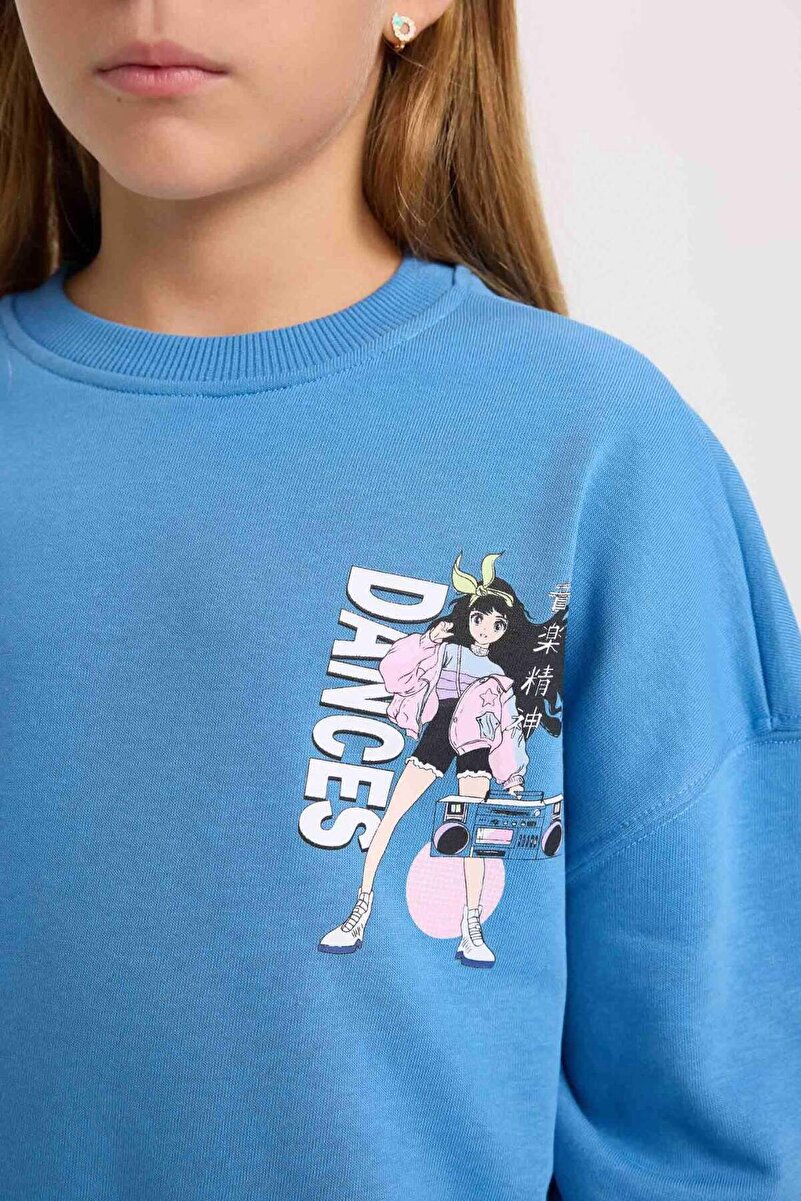 1_org_zoom-1440.jpg Girls' Relaxed Fit Crew Neck Sweatshirt with Back Print