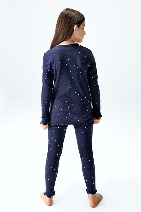 Brix Girls' Ribbed Legging Set in Navy Blue