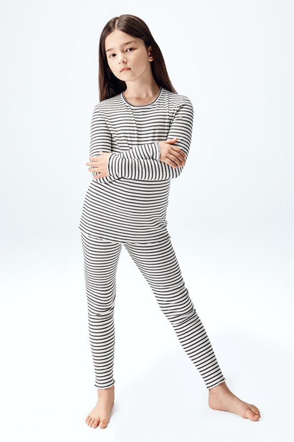 Brix Girls' Striped Outfit with Ribbed Leggings