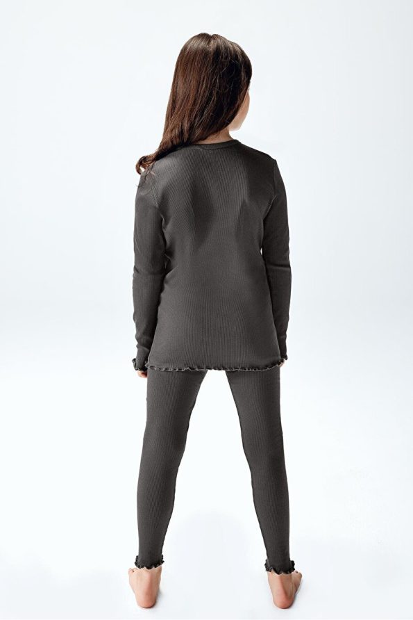 Brix Girls' Ribbed Legging Set in Charcoal