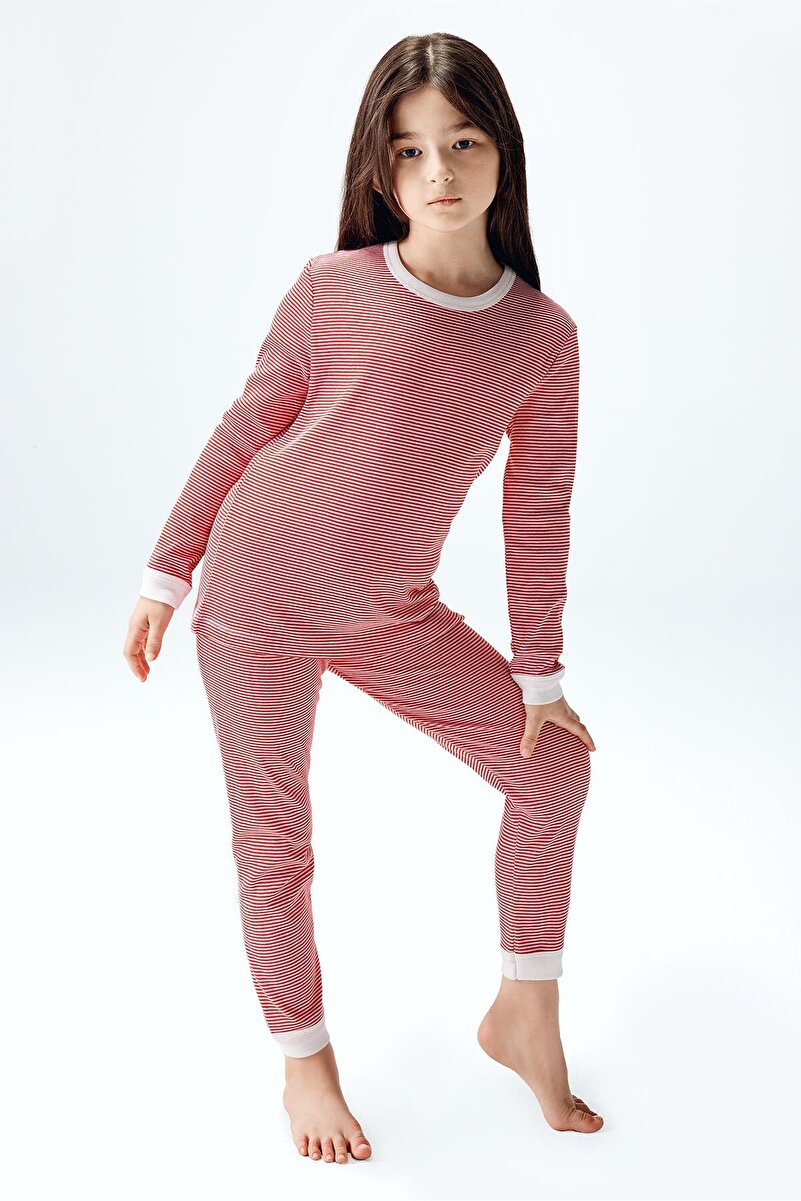 1_org_zoom-1473.jpg Brix Girls' Red Striped Pajama Set