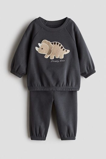H&M 2-Piece Plush Detail Sweatshirt Set