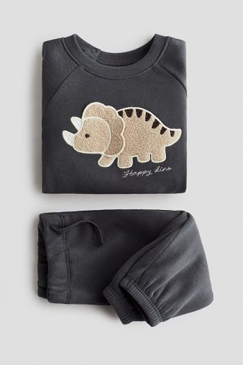 H&M 2-Piece Plush Detail Sweatshirt Set