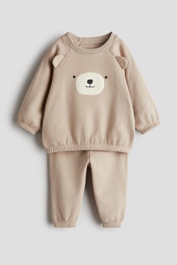 H&M 2-Piece Plush Detail Sweatshirt Set