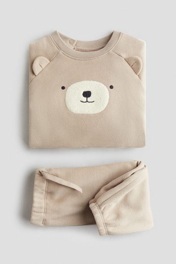 H&M 2-Piece Plush Detail Sweatshirt Set