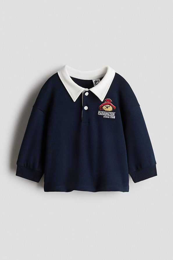 Embroidered Detail Rugby T-Shirt