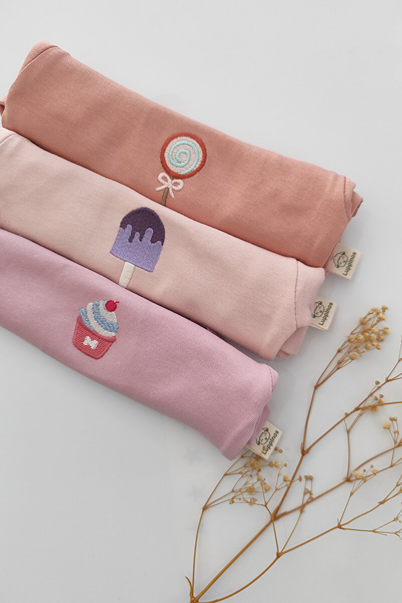 1_org_zoom-1641.jpg Luppinos Candy 3-Piece 100% Cotton Embroidered Long Sleeve Baby Bodysuit Set