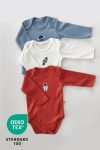 Luppinos Space 3-Piece 100% Cotton Embroidered Long Sleeve Baby Bodysuit Set